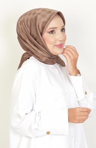 BURDEN İPEK - Platin Dama Desen Eşarp Kahve BURDEN İPEK - Platin Dama Desen Eşarp Kahve