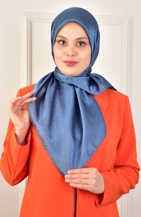 BURDEN İPEK - Platin Damla Eşarp Dsn-2 İndigo BURDEN İPEK - Platin Damla Eşarp Dsn-2 İndigo