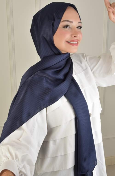 BURDEN İPEK - Platinum Patterned Shawl D-5 Navy BURDEN İPEK - Platinum Patterned Shawl D-5 Navy