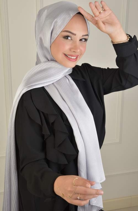 BURDEN İPEK - Platinum Patterned Shawl D-5 Silver BURDEN İPEK - Platinum Patterned Shawl D-5 Silver