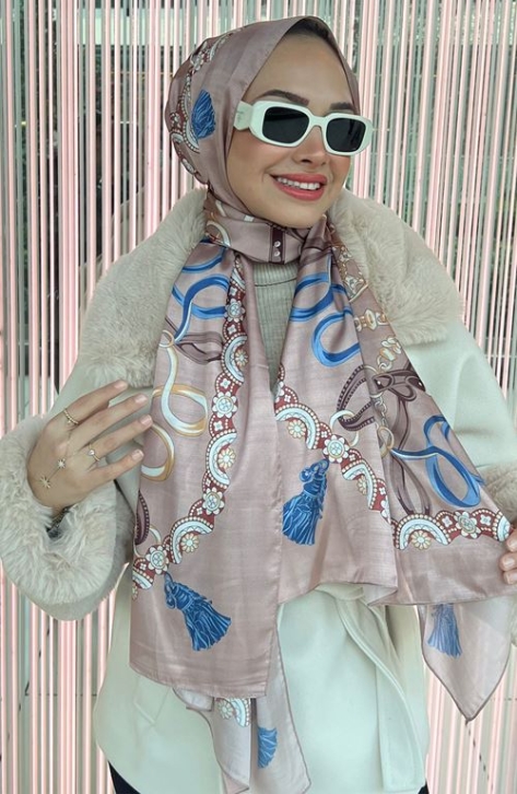 BURDEN İPEK - Premium İthal Püskül Desenli Şal Kahve