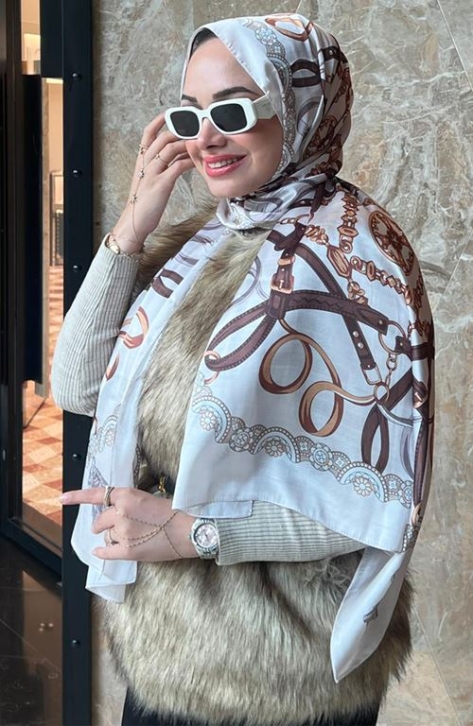 BURDEN İPEK - Premium İthal Püskül Desenli Şal Krem - Kahve