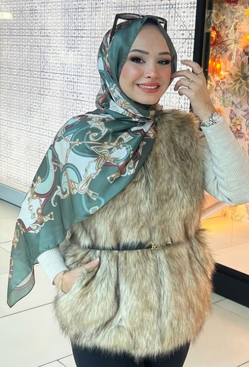 BURDEN İPEK - Premium İthal Zincir Desenli Şal Yeşil