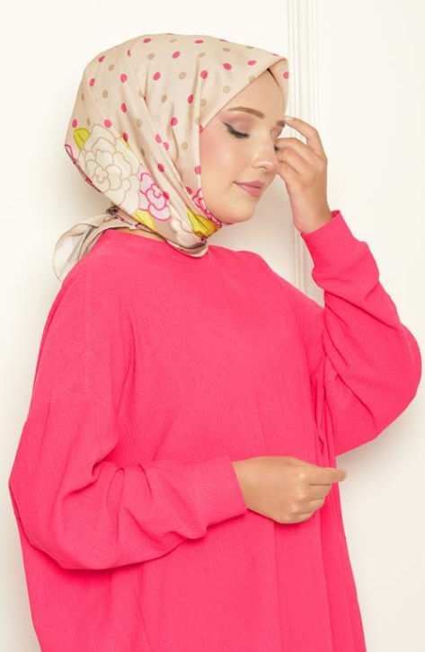 BURDEN İPEK - Puantiyeli Bursa İpeği Desenli Eşarp Bej