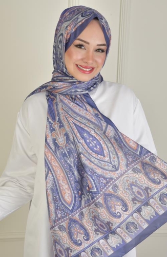 BURDEN İPEK - Retro Vual Desenli Şal Mor