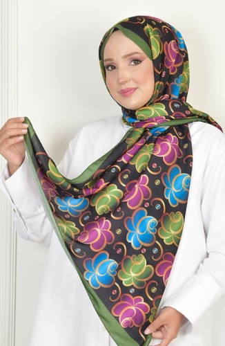 BURDEN İPEK - Rose Soft Pamuksu Desenli Şal Yeşil