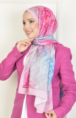 BURDEN İPEK - Rosebud Soft Pamuksu Desenli Şal Pudra