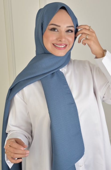 BURDEN İPEK - Royal Cashmere Winter Shawl Indigo BURDEN İPEK - Royal Cashmere Winter Shawl Indigo