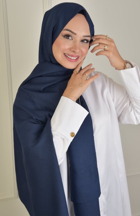 BURDEN İPEK - Royal Cashmere Winter Shawl Navy Blue BURDEN İPEK - Royal Cashmere Winter Shawl Navy Blue