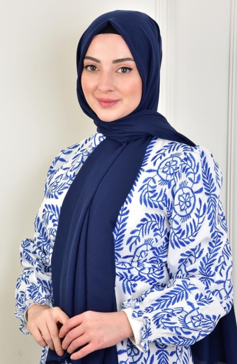 BURDEN İPEK - Soft Breeze Pamuksu Şal Lacivert