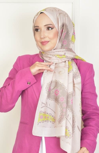 BURDEN İPEK - Stella Soft Pamuksu Desenli Şal Bej BURDEN İPEK - Stella Soft Pamuksu Desenli Şal Bej