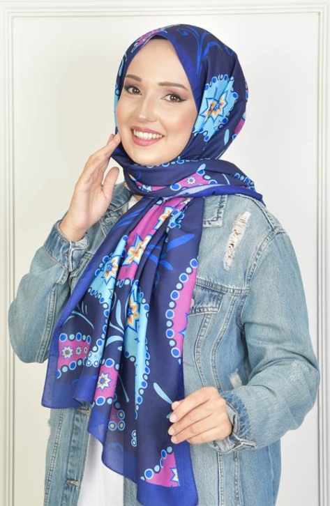 BURDEN İPEK - Stella Soft Pamuksu Desenli Şal Saks