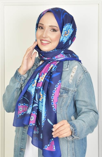 BURDEN İPEK - Stella Soft Pamuksu Desenli Şal Saks BURDEN İPEK - Stella Soft Pamuksu Desenli Şal Saks