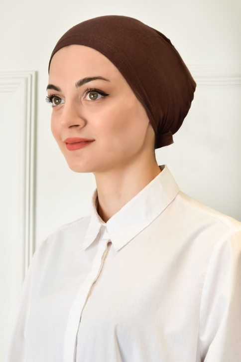 BURDEN İPEK - Stitched Plain Combed Underscarf Bitter Coffee