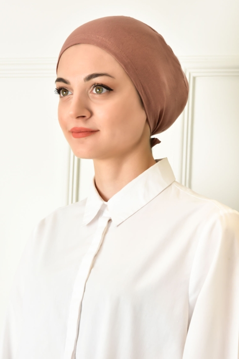 BURDEN İPEK - Stitched Plain Combed Underscarf Brown