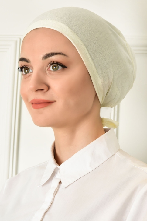 BURDEN İPEK - Stitched Plain Combed Underscarf Cream
