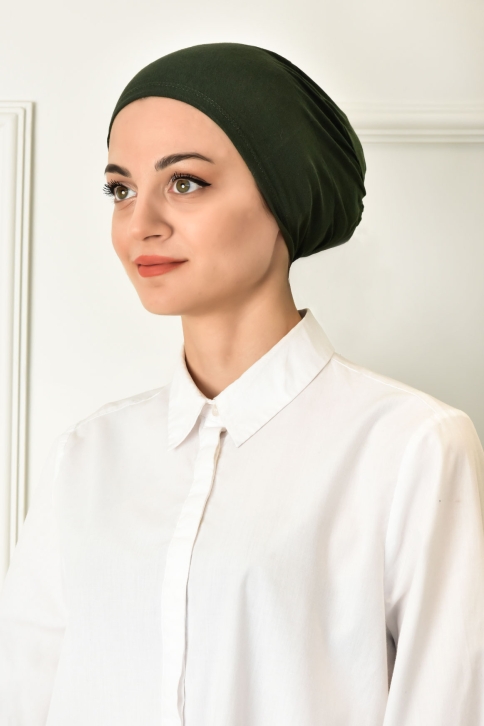 BURDEN İPEK - Stitched Plain Combed Underscarf Khaki