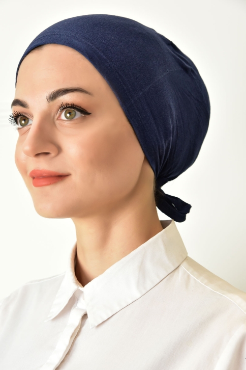 BURDEN İPEK - Stitched Plain Combed Underscarf Navy Blue