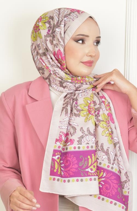 BURDEN İPEK - Sun Soft Pamuksu Desenli Şal Bej BURDEN İPEK - Sun Soft Pamuksu Desenli Şal Bej