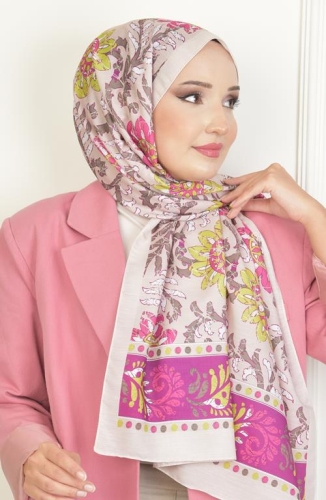 BURDEN İPEK - Sun Soft Pamuksu Desenli Şal Bej