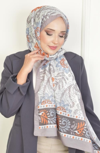 BURDEN İPEK - Sun Soft Pamuksu Desenli Şal Gri