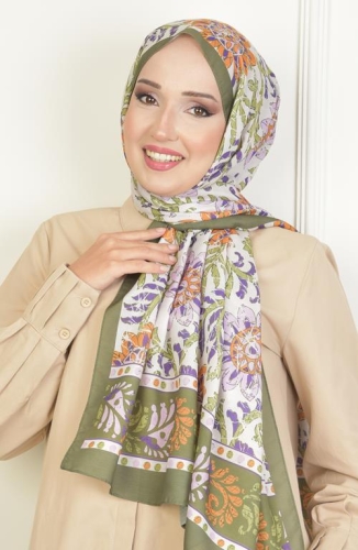 BURDEN İPEK - Sun Soft Pamuksu Desenli Şal Haki