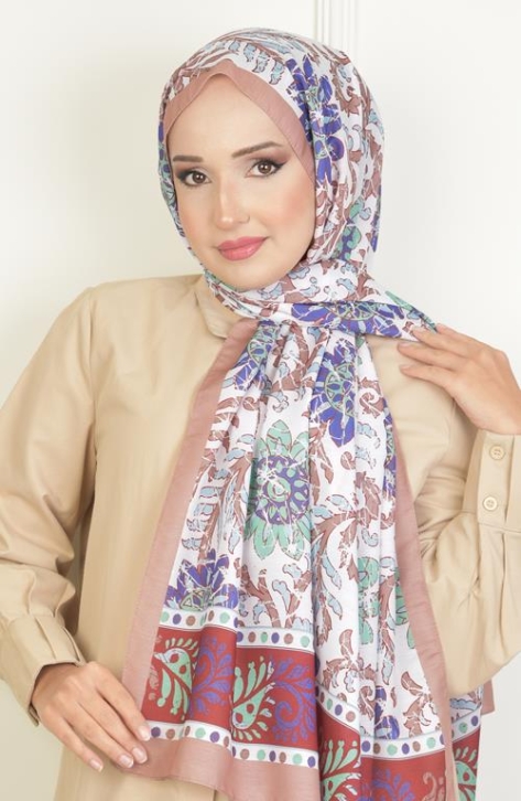 BURDEN İPEK - Sun Soft Pamuksu Desenli Şal Kahve BURDEN İPEK - Sun Soft Pamuksu Desenli Şal Kahve