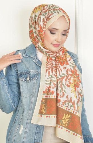 BURDEN İPEK - Sun Soft Pamuksu Desenli Şal Krem