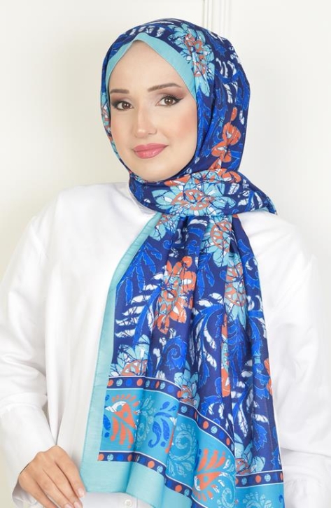 BURDEN İPEK - Sun Soft Pamuksu Desenli Şal Turkuaz BURDEN İPEK - Sun Soft Pamuksu Desenli Şal Turkuaz