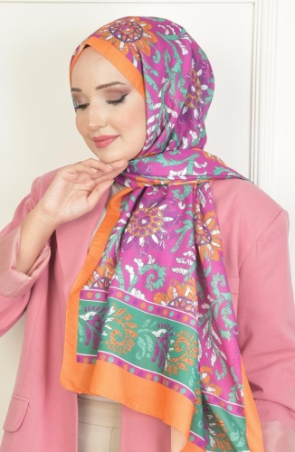 BURDEN İPEK - Sun Soft Pamuksu Desenli Şal Turuncu