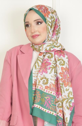 BURDEN İPEK - Sun Soft Pamuksu Desenli Şal Zümrüt