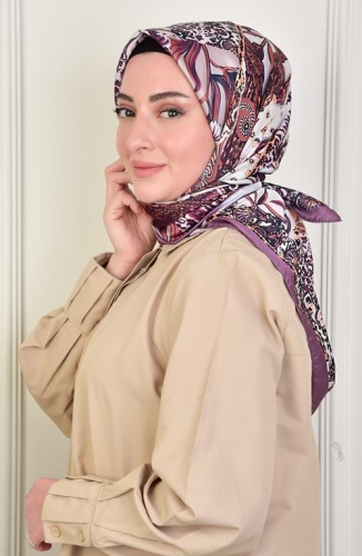 BURDEN İPEK - Twill Karma Desen Eşarp Mürdüm BURDEN İPEK - Twill Karma Desen Eşarp Mürdüm