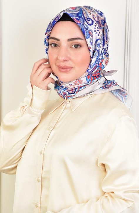 BURDEN İPEK - Twill Çini Desen Eşarp Saks
