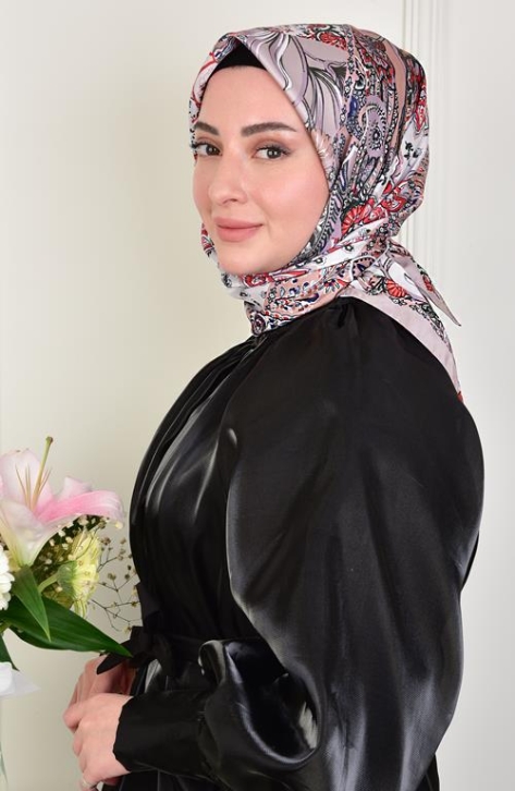 BURDEN İPEK - Twill Mixed Pattern Scarf Stone BURDEN İPEK - Twill Mixed Pattern Scarf Stone