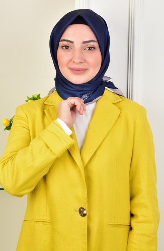 BURDEN İPEK - Twill Monogram Desen Eşarp Lacivert