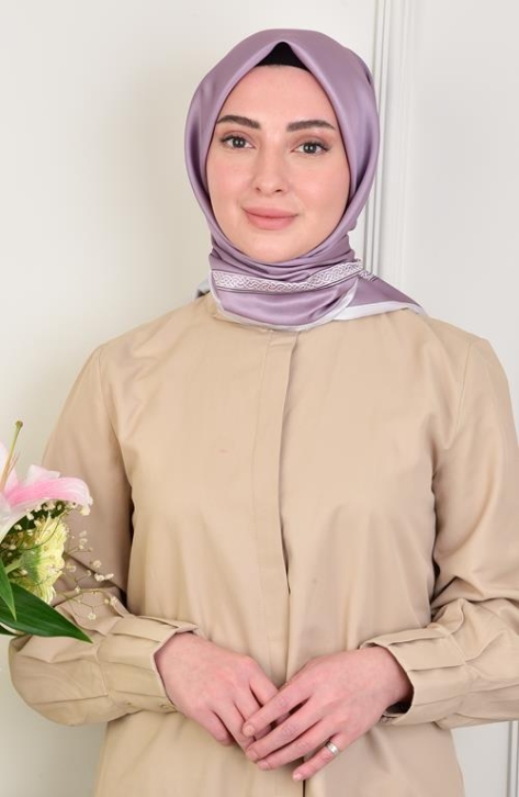 BURDEN İPEK - Twill Monogram Desen Eşarp Leylak