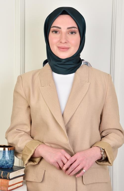 BURDEN İPEK - Twill Monogram Desen Eşarp Zümrüt