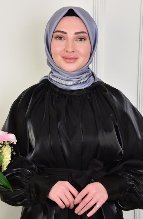 BURDEN İPEK - Twill Monogram Pattern Scarf Anthracite