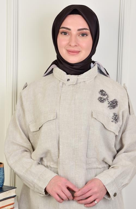 BURDEN İPEK - Twill Monogram Pattern Scarf Bitter Brown