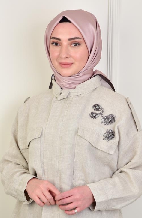 BURDEN İPEK - Twill Monogram Pattern Scarf Powder