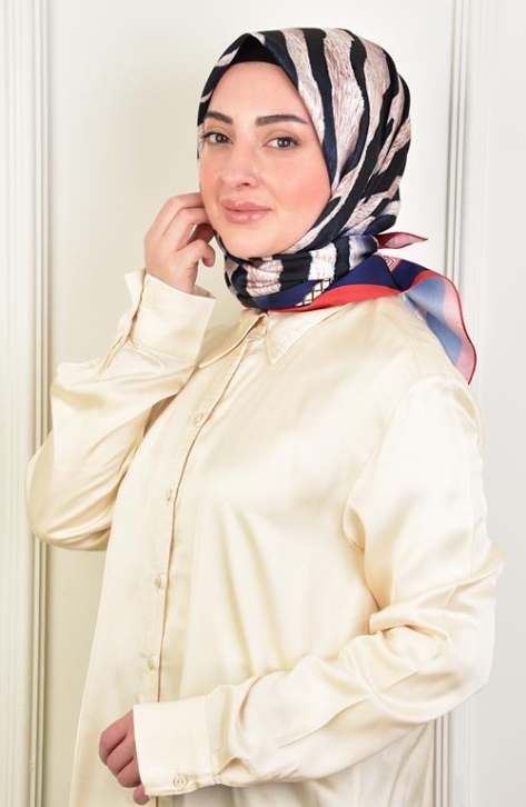 BURDEN İPEK - Twill Zebra Desen Eşarp Kırmızı