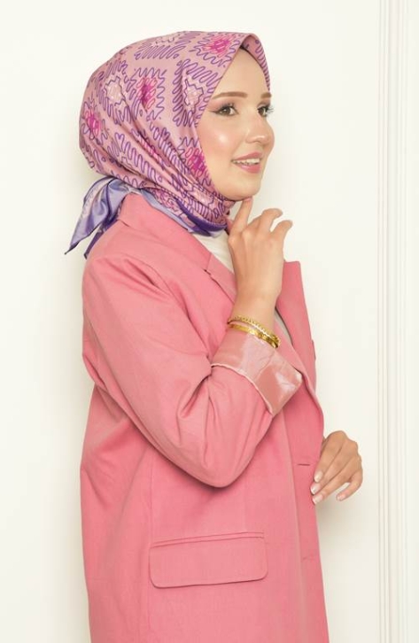 BURDEN İPEK - Zikzak Bursa İpeği Desenli Eşarp Mor