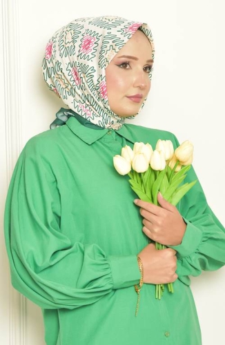 BURDEN İPEK - Zikzak Bursa İpeği Desenli Eşarp Zümrüt